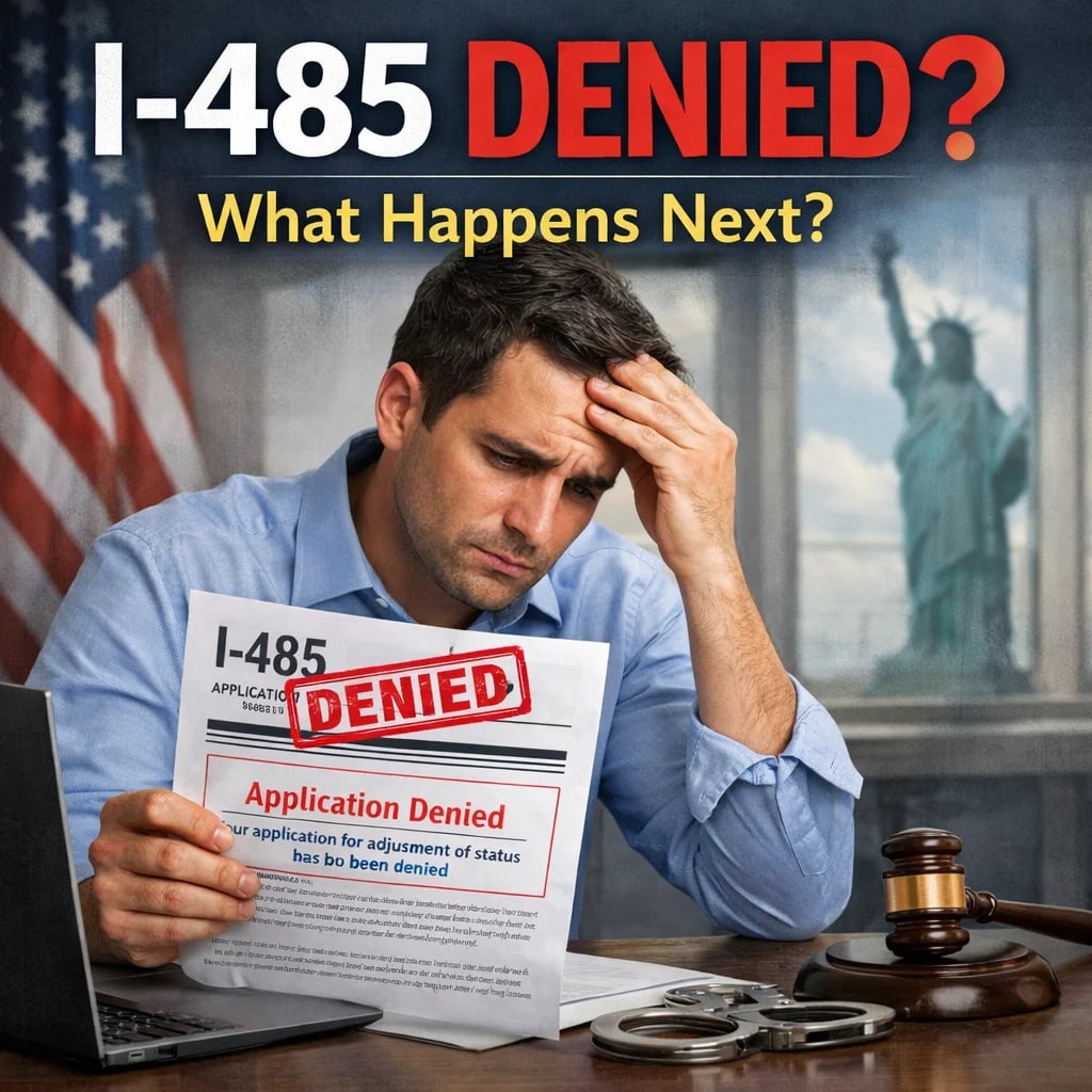 What Happens If My I-485 Is Denied? - I-485 denied? Learn what happens after a denial notice, how it may affect your status, and the next steps you can consider, including motions or refilling.