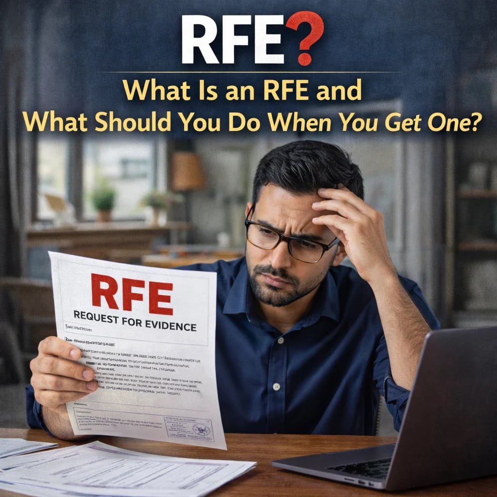 What Is an RFE and What Should You Do When You Get One? - What is an RFE from USCIS? This guide explains what triggers a Request for Evidence, your response deadline, and when to bring in an attorney.
