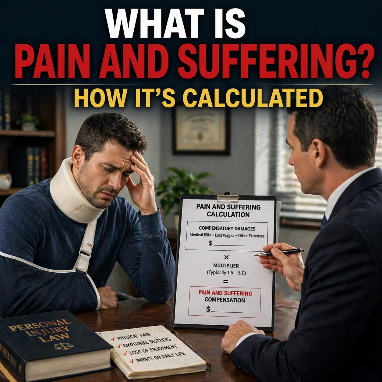 What is Pain and Suffering? How It's Calculated - Pain and suffering compensation covers more than medical bills. Learn what it means, how it's calculated, and why having an attorney changes the number.